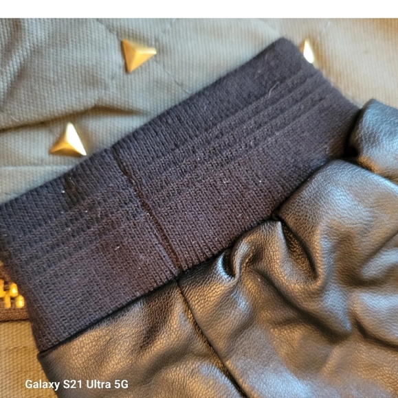 Vocal Womens Jacket Green W/Black Sleeves Gold Traingle Studs & Zippers Size M - Picture 7 of 10